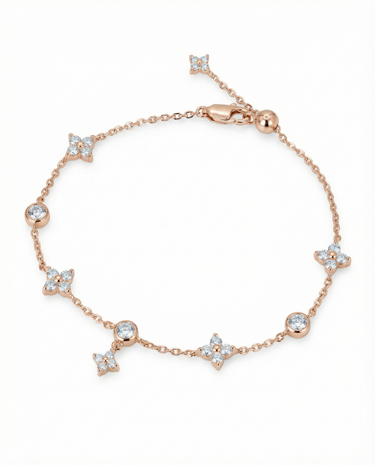 Clover Bloom Tassel Bracelet, Rose Gold - Lunelle Atelier