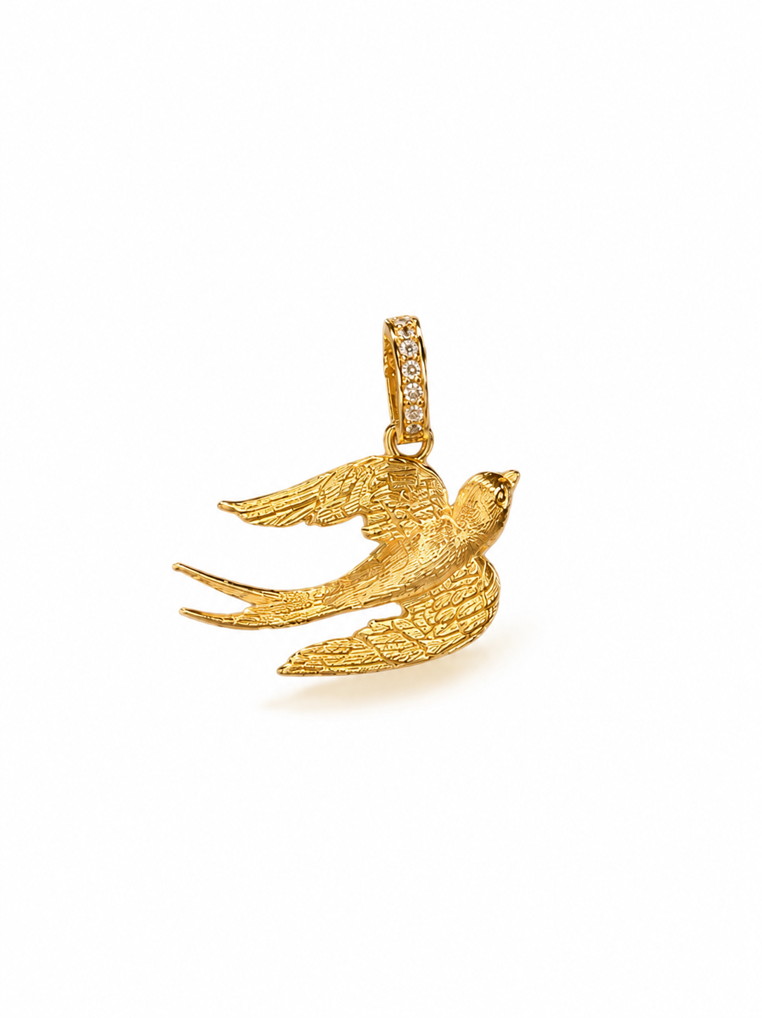 Lunelle Atelier brushed swallow convertible necklace featuring a sleek, elegant pendant with a bird design on a delicate chain.