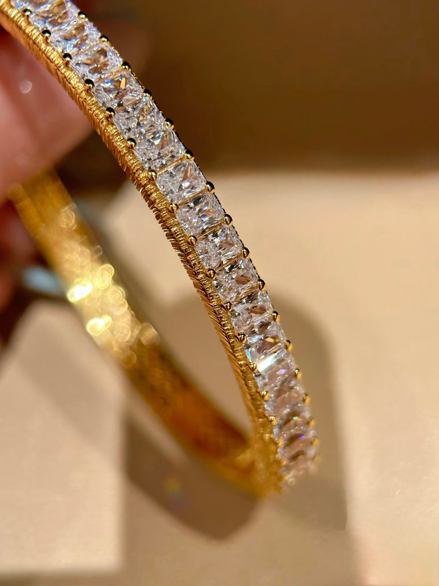 Baguette Oval Hinged Bangle