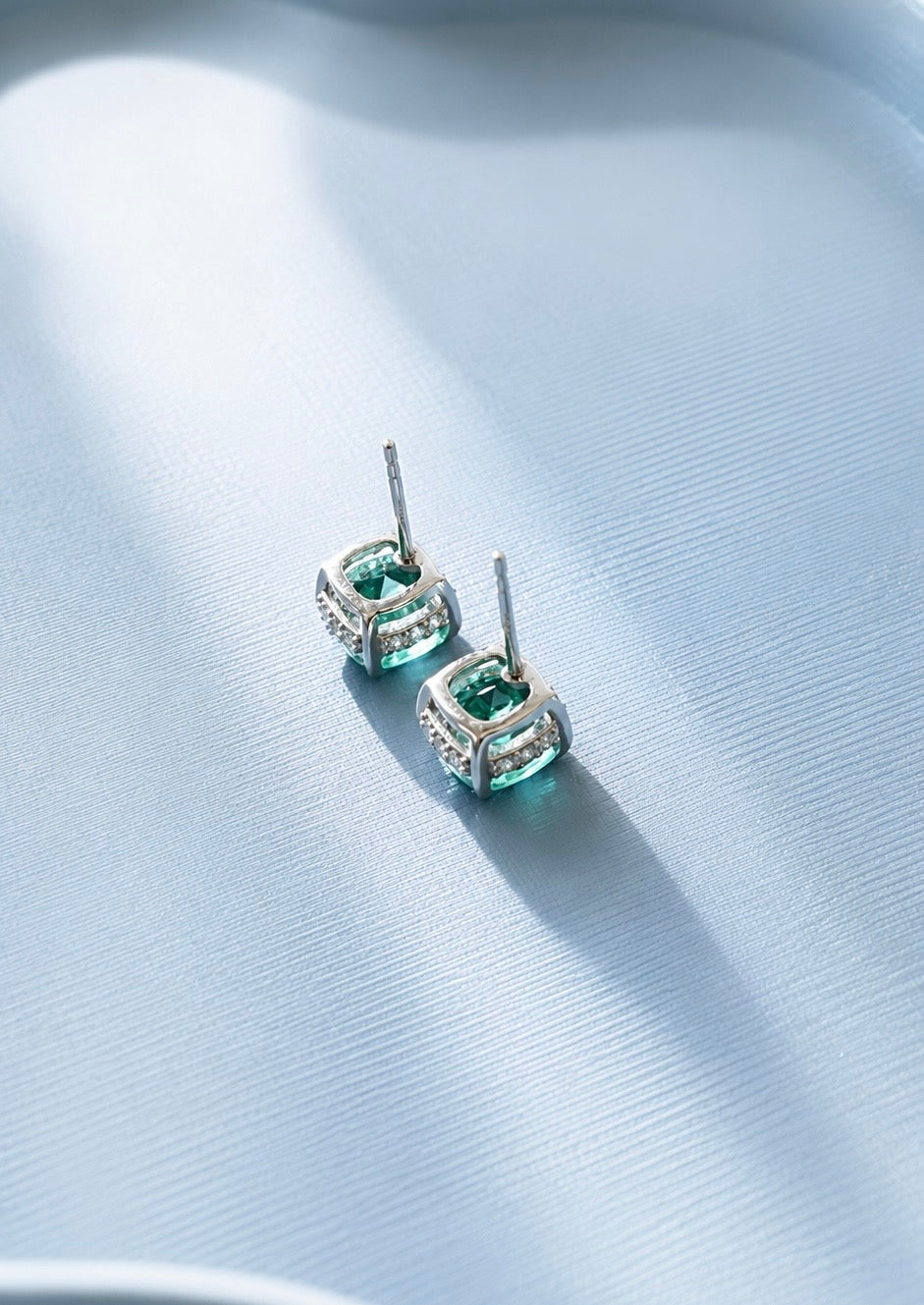 Lab-Grown Paraiba Cushion-Cut Stud Earrings