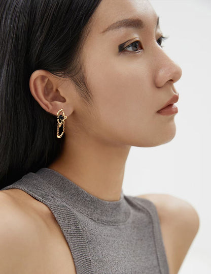Molten Black Onyx Drop Earrings