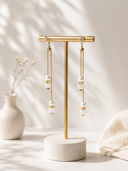 Lunelle by Heart and Hand Tianshan Jade adjustable drop earrings featuring green jade pendants and silver hooks.