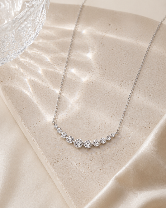 Moissanite Smile Necklace | Silver Finish - Lunelle Atelier