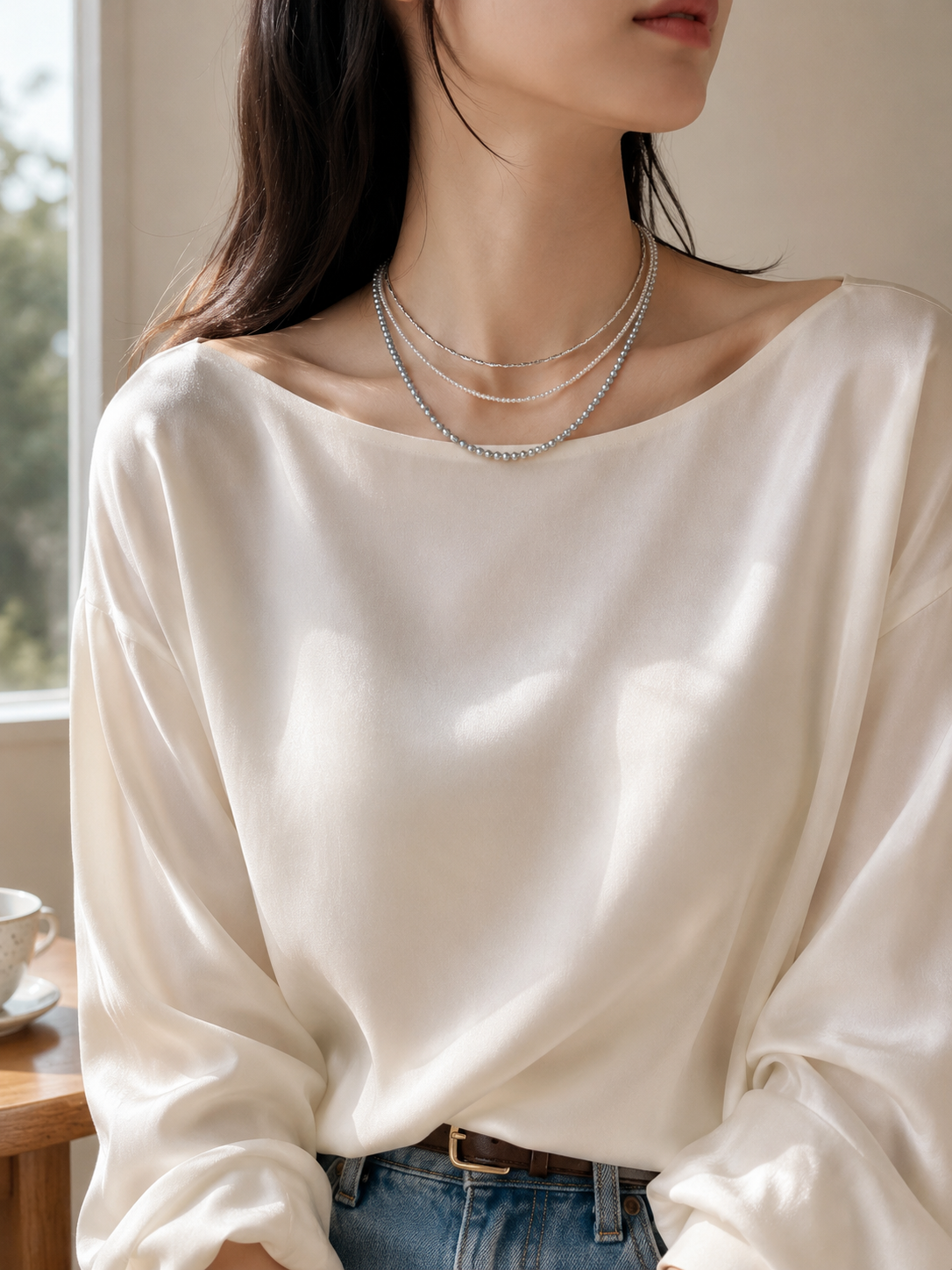 Light Gray Freshwater Pearl Necklace | Sterling Silver
