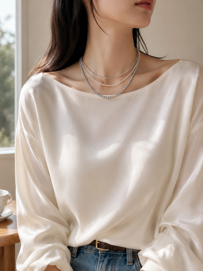 Light Gray Freshwater Pearl Necklace | Sterling Silver