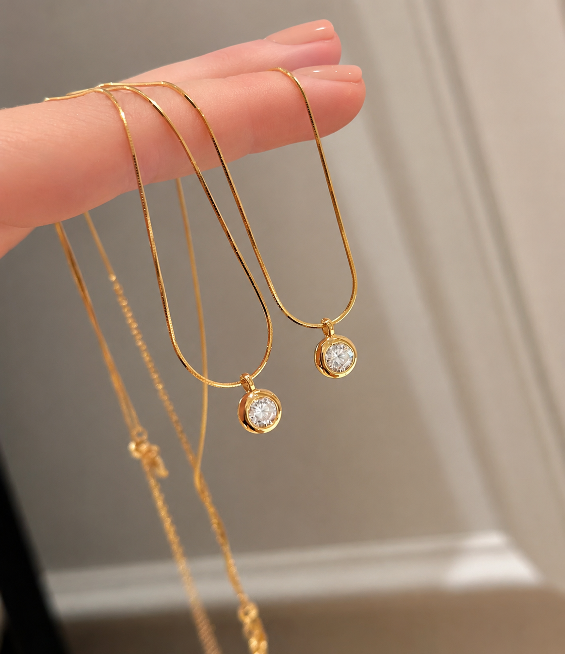 Bubble Moissanite Snake Chain Necklace - Lunelle Atelier