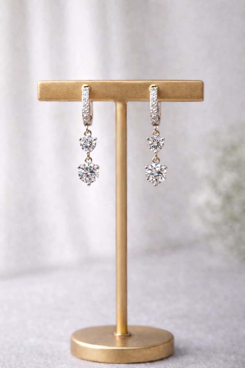 Double Drop Moissanite Hoop Earrings - Lunelle Atelier