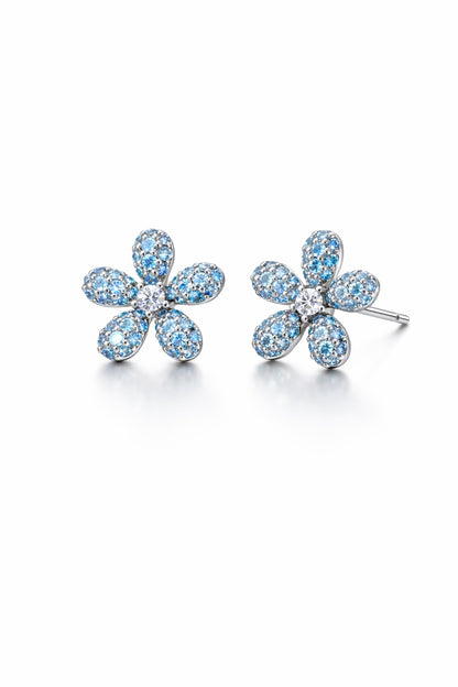 Spring Glimmer Blue Blossom Stud Earrings - Lunelle Atelier
