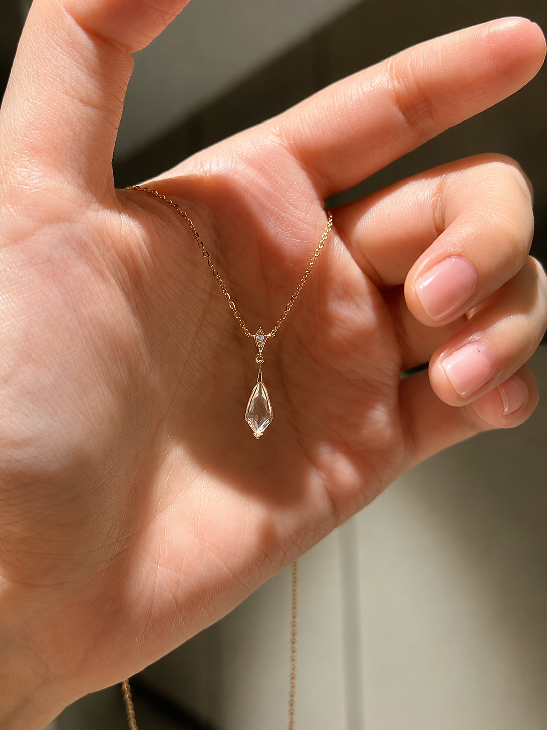 Cold Light Crystal Drop Necklace - Lunelle Atelier