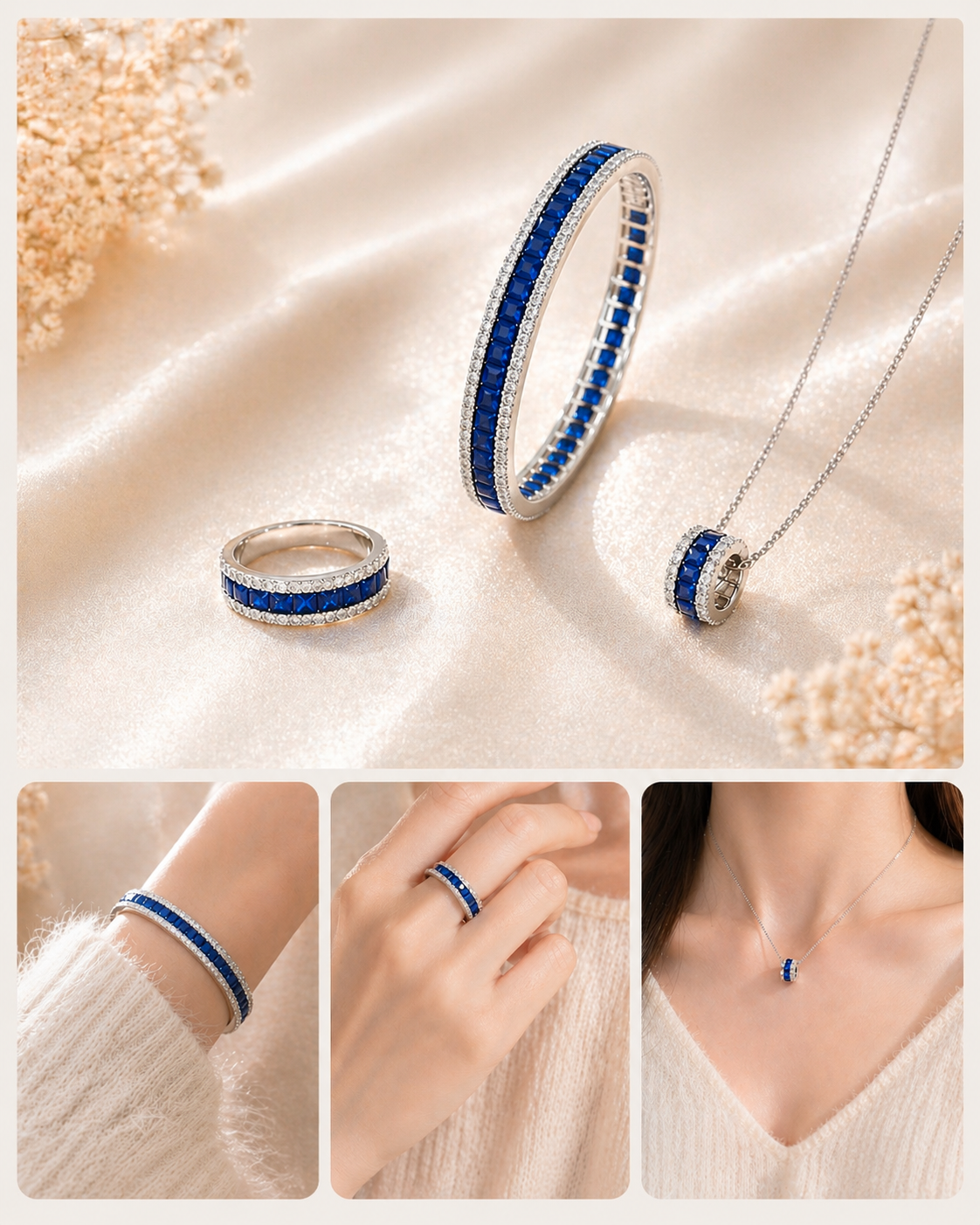 Midnight Riva Pendant Necklace | Lab-Grown Blue Sapphire - Lunelle Atelier