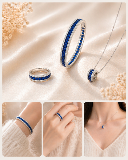Midnight Riva Pendant Necklace | Lab-Grown Blue Sapphire - Lunelle Atelier