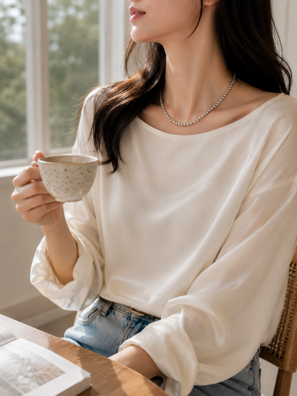 Light Gray Freshwater Pearl Necklace | Sterling Silver