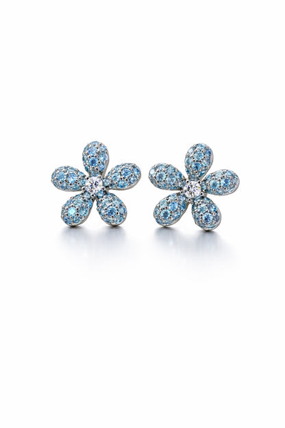 Spring Glimmer Blue Blossom Stud Earrings - Lunelle Atelier