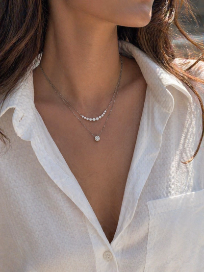 Moissanite Smile Necklace | Silver Finish - Lunelle Atelier