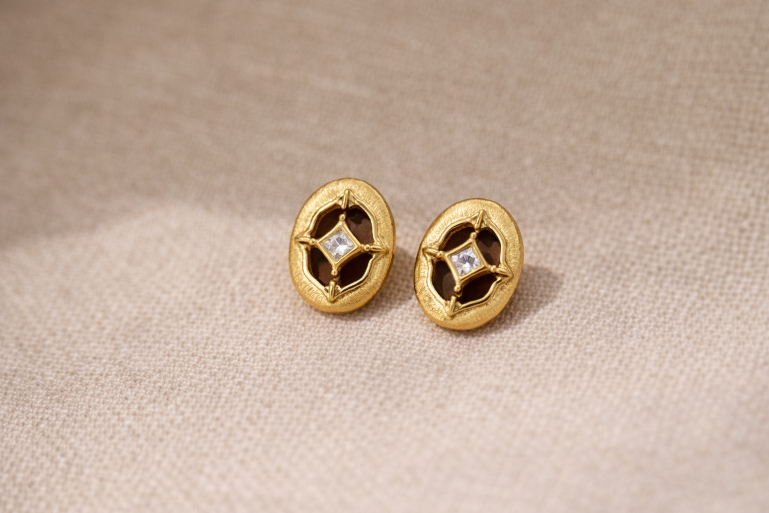 Tiger's Eye Gilded Guardian Stud Earrings | 18K Gold Plated Sterling Silver - Lunelle Atelier