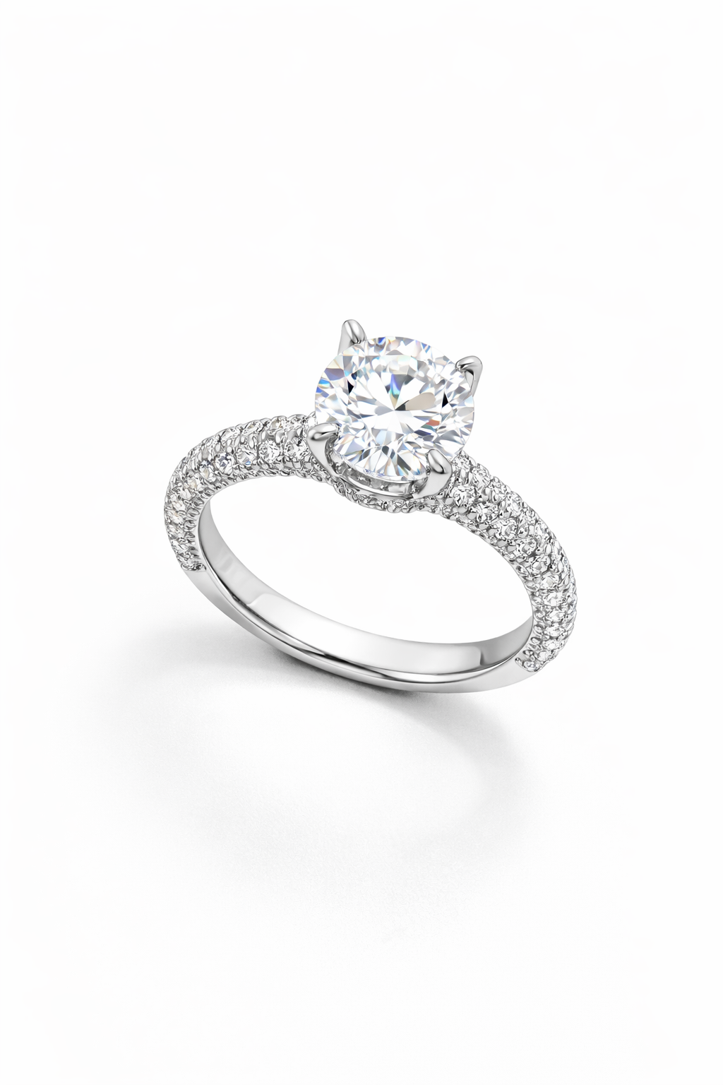 Classic Four-Prong Accented Moissanite Ring - Lunelle Atelier