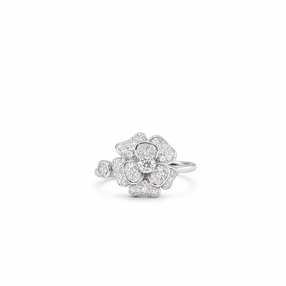 Camellia Bloom Ring | Rhodium-Plated Sterling Silver - Lunelle Atelier