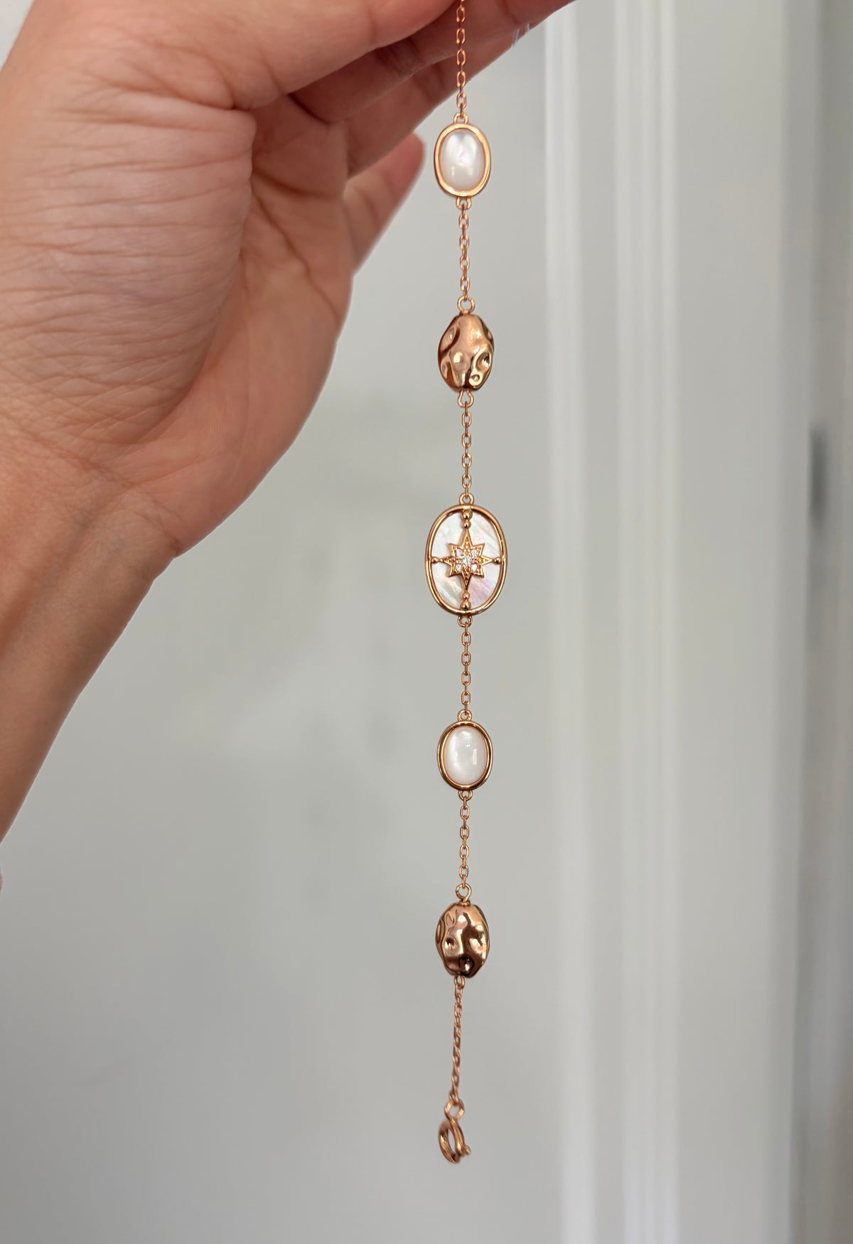 Celestial Mother of Pearl Station Bracelet