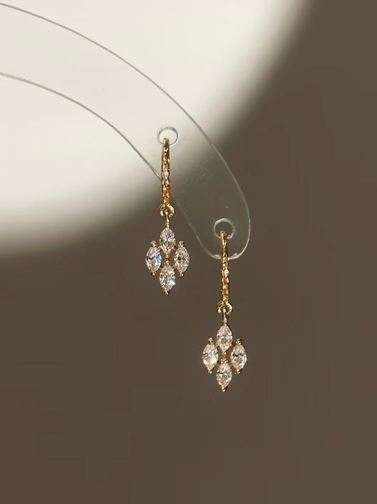 Dainty marquise cluster hook earrings by Lunelle Atelier featuring sparkling gemstone accents on elegant dangle earrings.