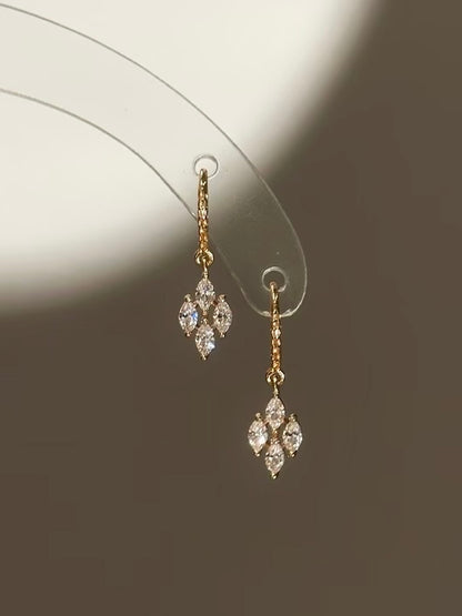 Dainty marquise cluster hook earrings by Lunelle Atelier featuring sparkling gemstone accents on elegant dangle earrings.