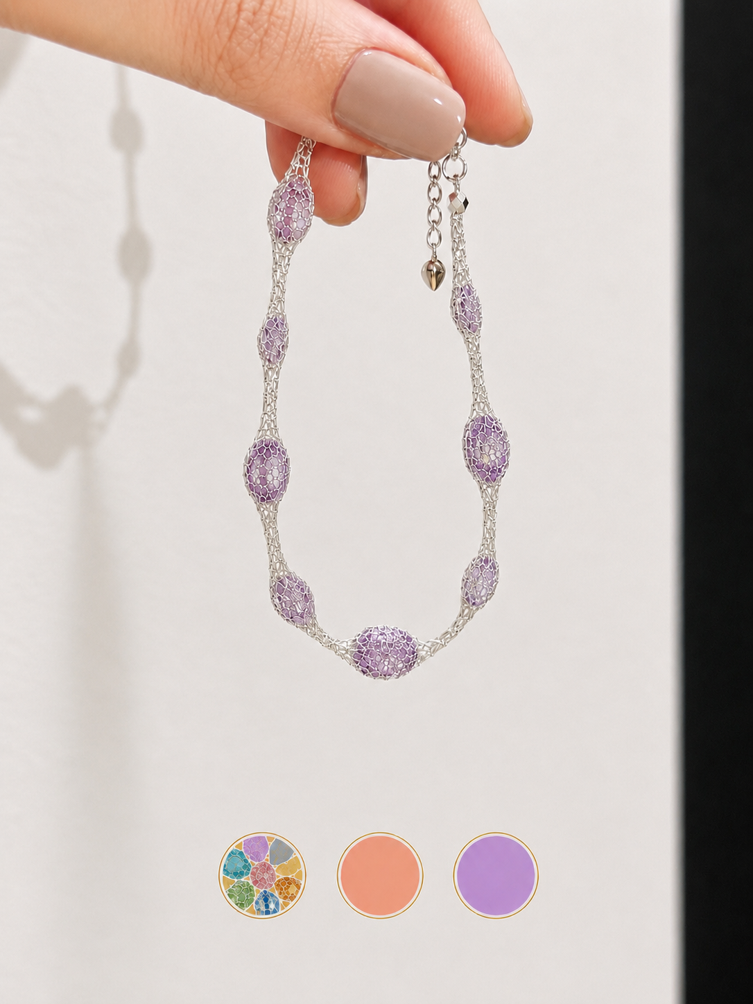 Lunelle Atelier Veil of Light woven bracelet with intricate threading and delicate design, showcasing craftsmanship and elegance.