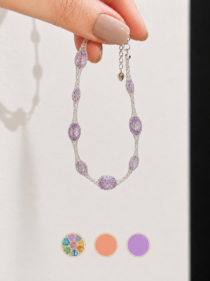 Lunelle Atelier Veil of Light woven bracelet with intricate threading and delicate design, showcasing craftsmanship and elegance.