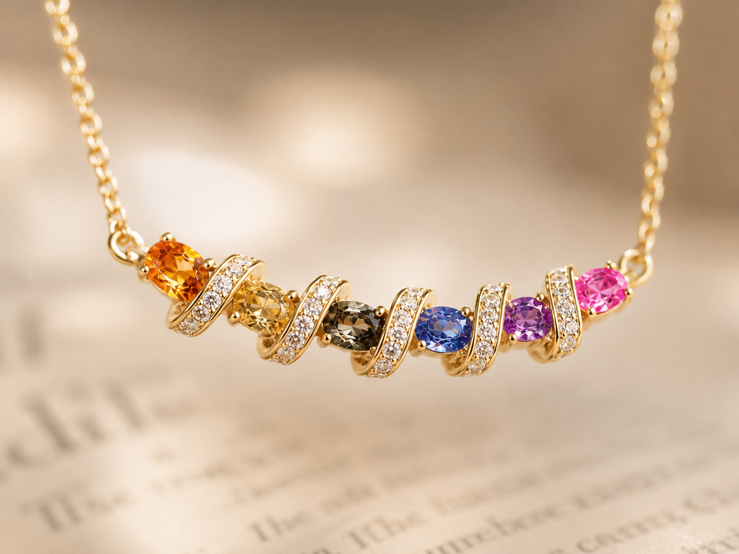 Rainbow Smile Necklace | Lab-Grown Gemstones - Lunelle Atelier