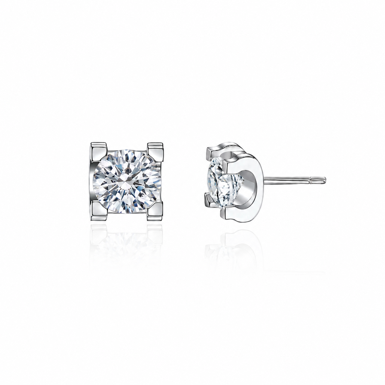 Lunelle Atelier sculpted solitaire lab-grown diamond stud earrings with a sleek, polished design and secure post back.