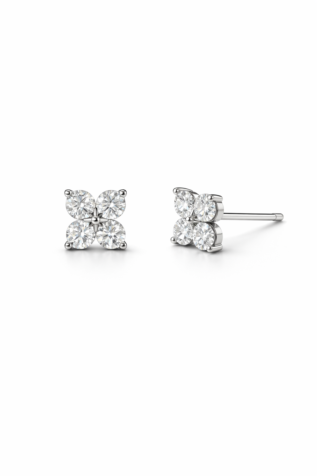 Lucky Petal Mini Stud Earrings | Rhodium Plated - Lunelle Atelier