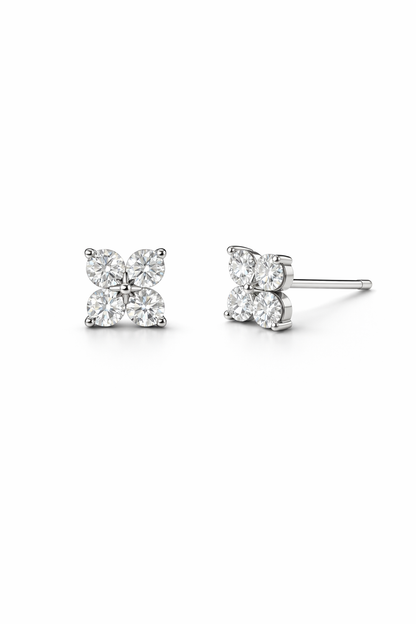 Lucky Petal Mini Stud Earrings | Rhodium Plated - Lunelle Atelier