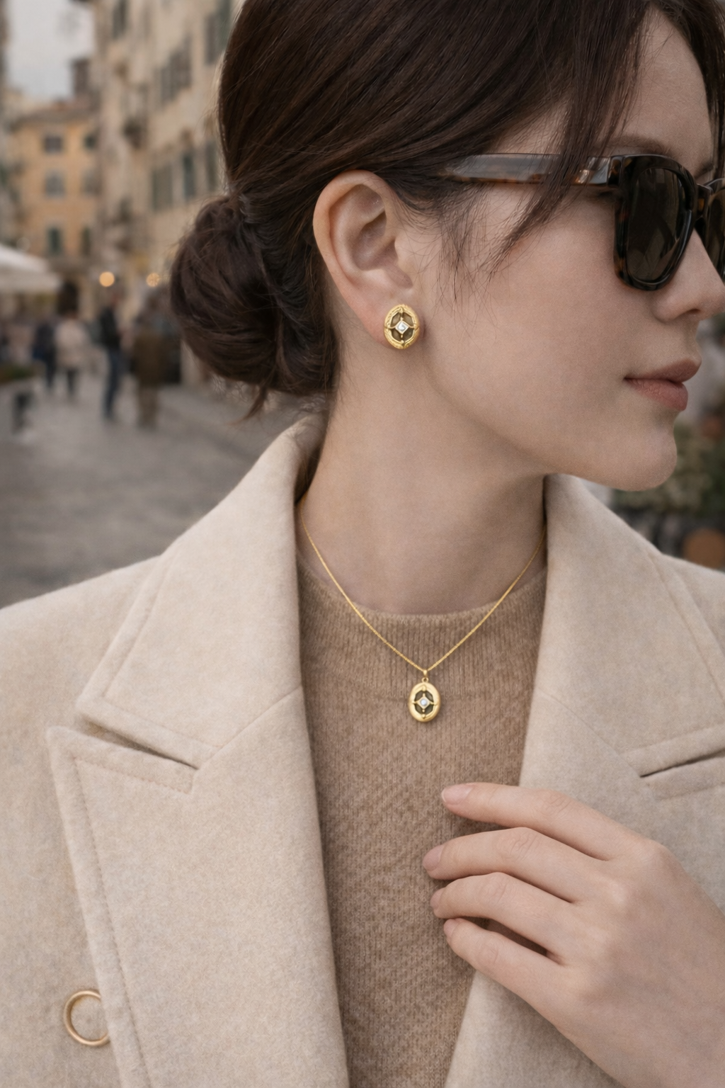 Tiger's Eye Gilded Guardian Stud Earrings | 18K Gold Plated Sterling Silver - Lunelle Atelier