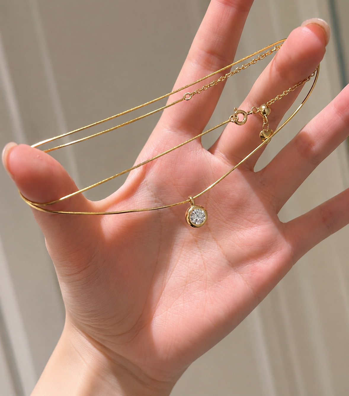 Bubble Moissanite Snake Chain Necklace - Lunelle Atelier