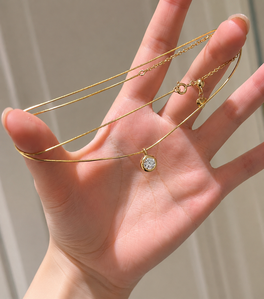 Bubble Moissanite Snake Chain Necklace - Lunelle Atelier