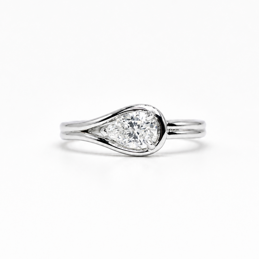 Pear-Shaped Ring | Rhodium-Plated Sterling Silver - Lunelle Atelier