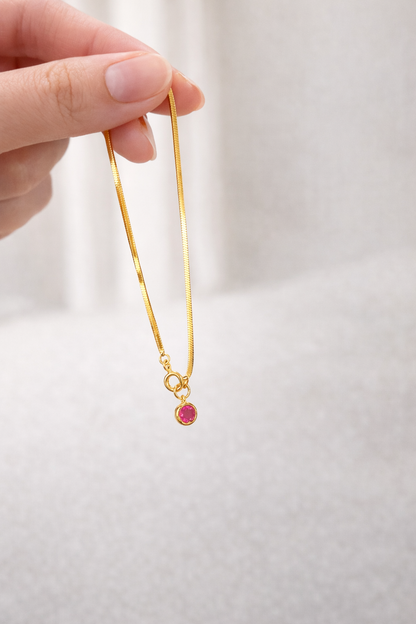 Snake Bone Ruby Bubble Chain Bracelet | 18K Gold Plated Sterling Silver - Lunelle Atelier