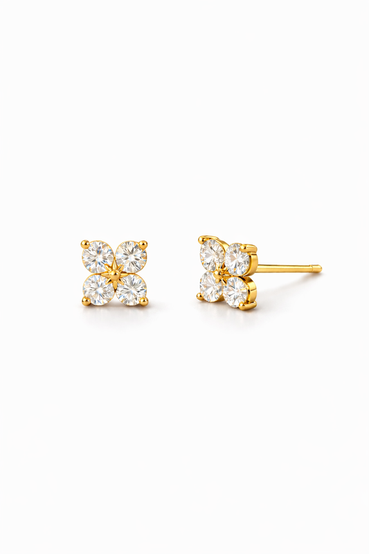 Lucky Petal Mini Stud Earrings |18K Gold Plated Sterling Silver