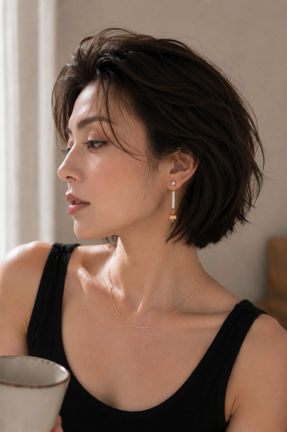 Baroque Pearl Dangle Earrings — Lapis Lazuli, Freshwater Pearl & Gold Vintage Bead