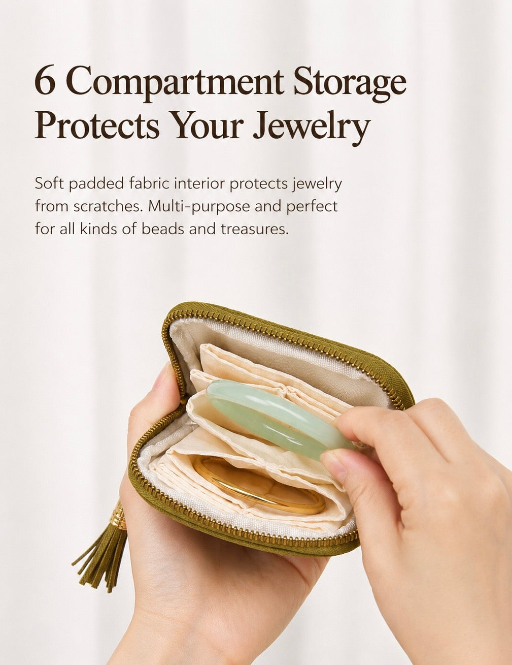 Lunelle Jewelry Pouch with 6 Compartment Storage - Lunelle Atelier