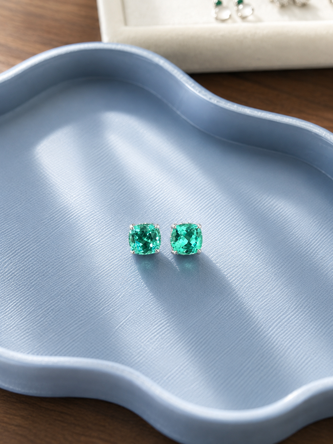 Lab-Grown Paraiba Cushion-Cut Stud Earrings