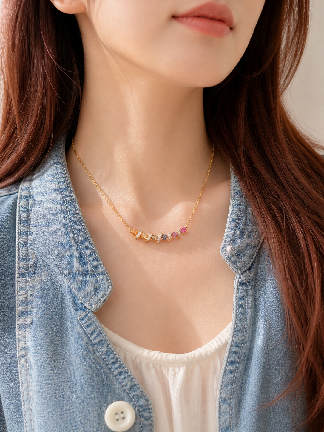 Rainbow Smile Necklace | Lab-Grown Gemstones - Lunelle Atelier