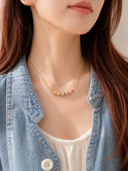 Rainbow Smile Necklace | Lab-Grown Gemstones - Lunelle Atelier