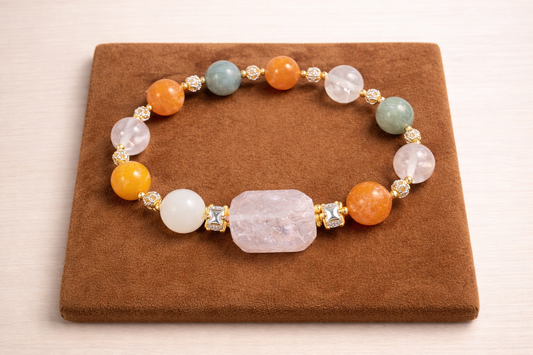 Rose Garden Bloom Bracelet | Rose Quartz Rutilated Quartz