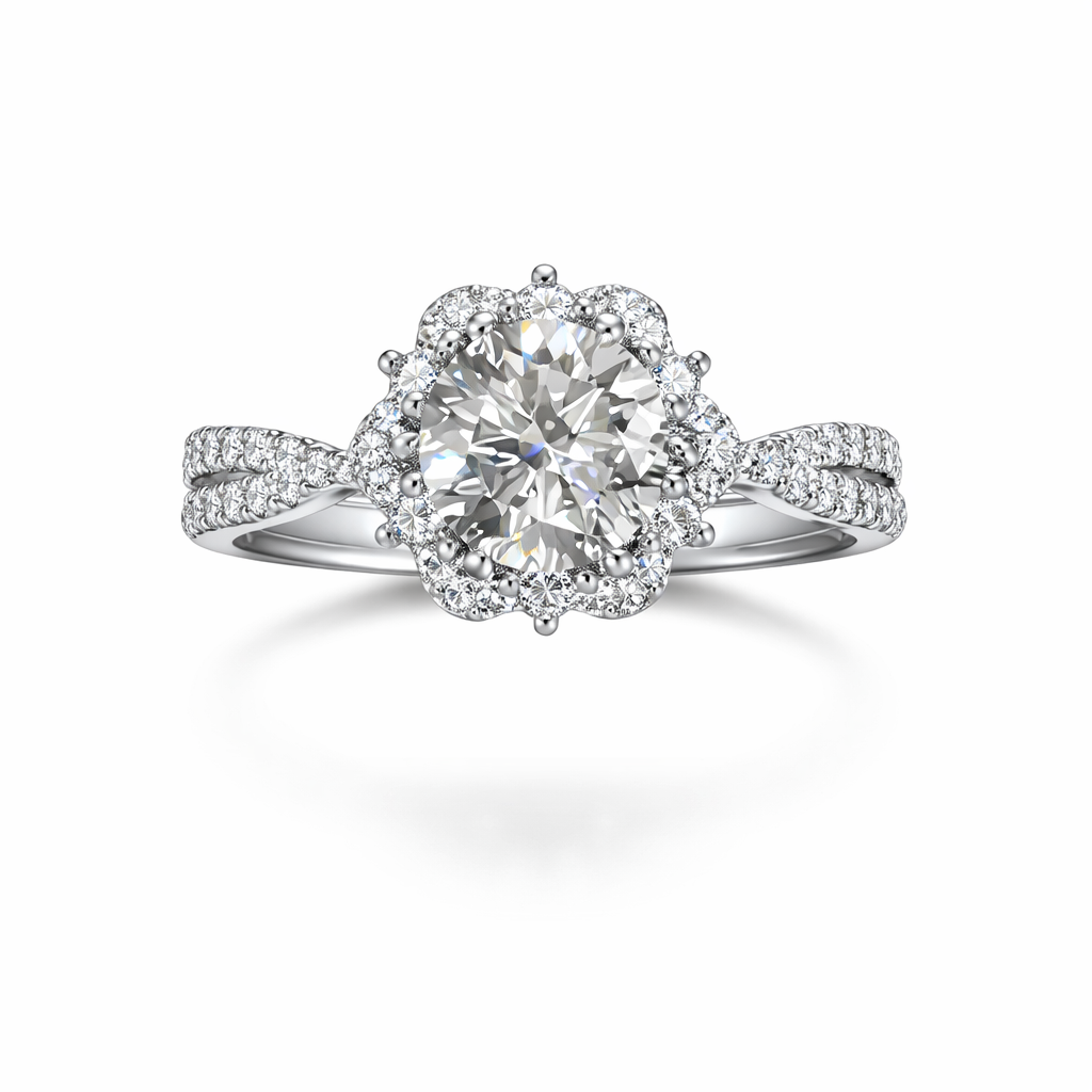 Diamond ring with a white background