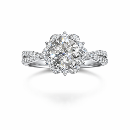 Diamond ring with a white background