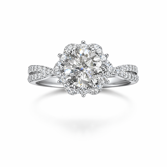 Diamond ring with a white background