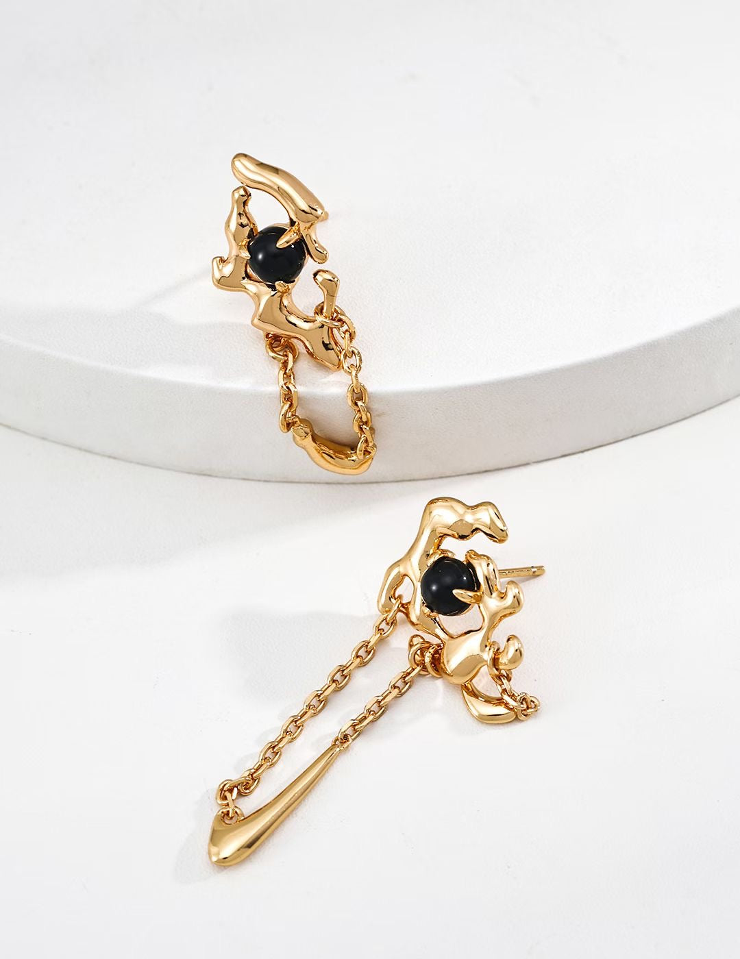 Molten Black Onyx Drop Earrings