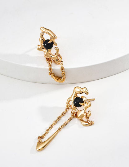 Molten Black Onyx Drop Earrings