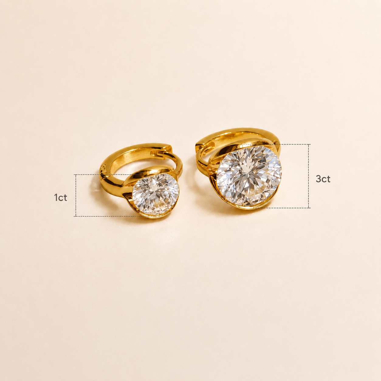Floating Moissanite Ear Huggies | 18K Gold Plated - Lunelle Atelier