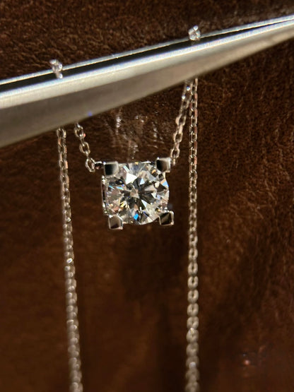 Lunelle Atelier sculpted solitaire lab-grown diamond necklace featuring a single sparkling diamond pendant on a delicate chain.