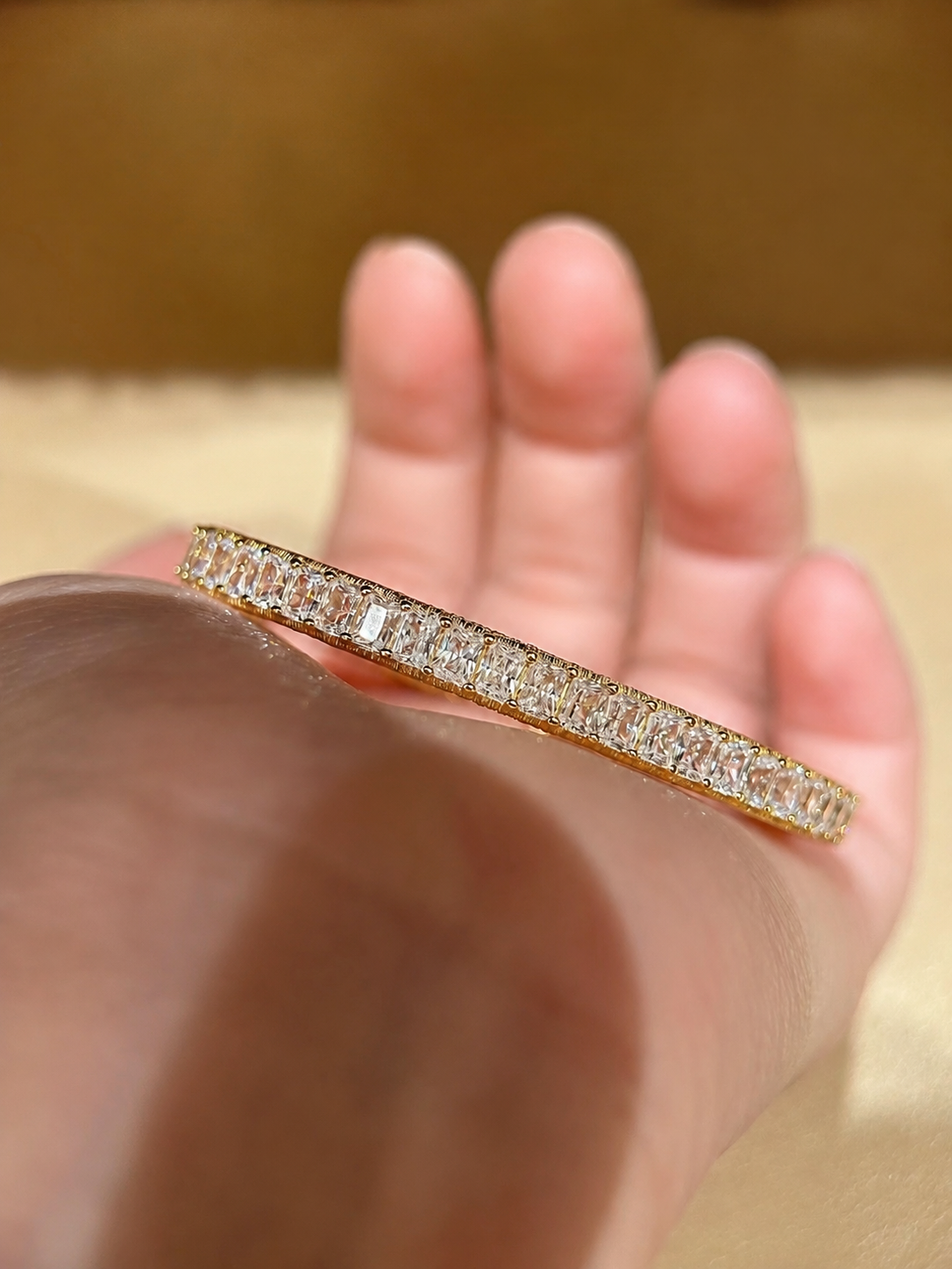 Baguette Oval Hinged Bangle